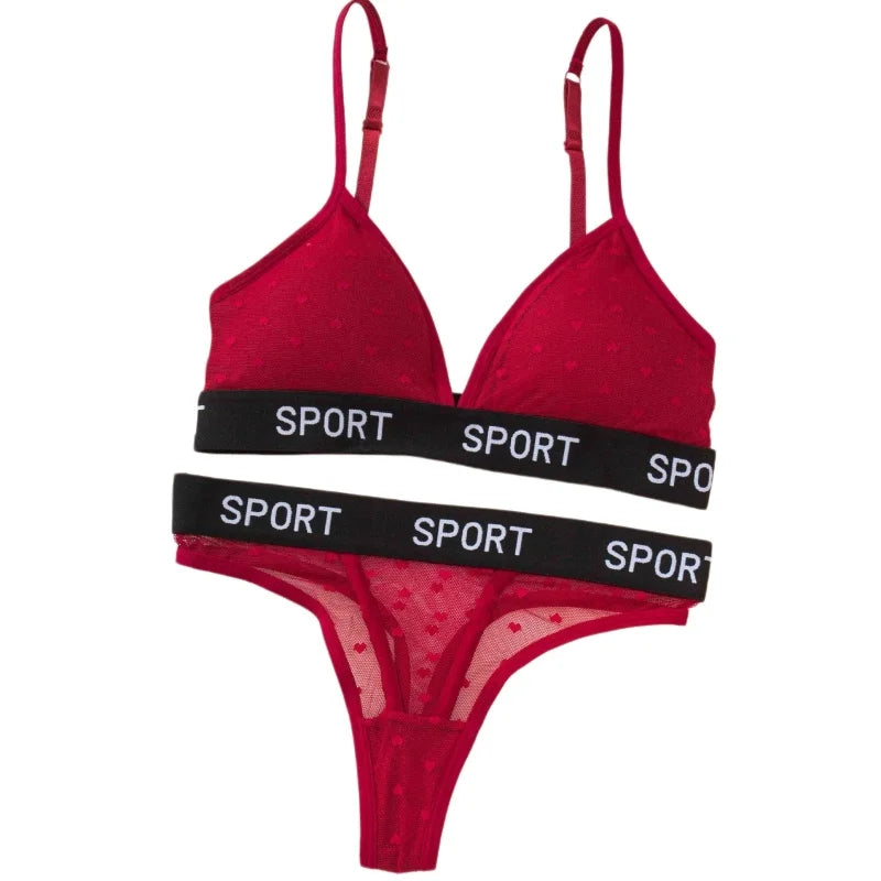 Sheer Lace Bralette and Thong Set for Women