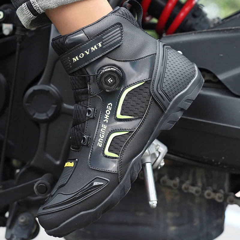 New Motorcycle Boots Men Leather Motos Breathable Anti Slip Wear-resistant Riders Boots Motorbike Racing Ankle Length Shoes