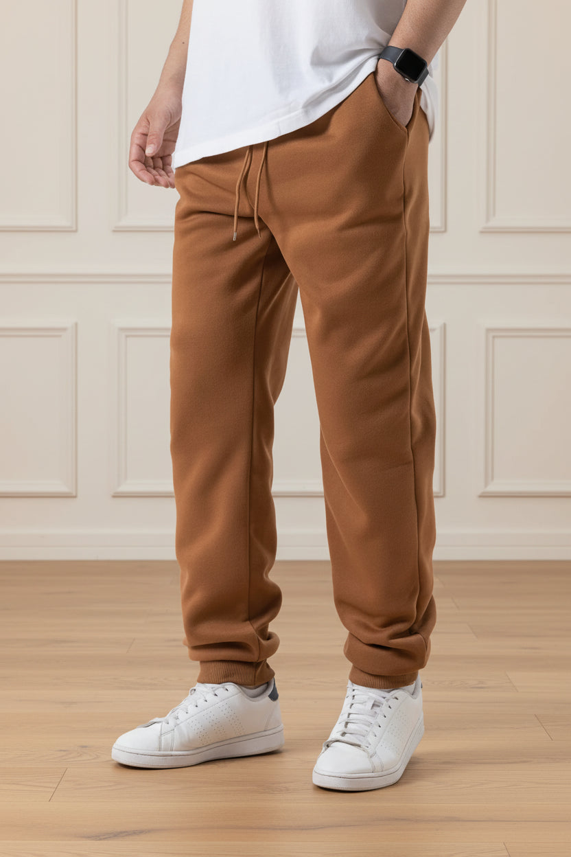 Men Elastic Waist Fleece Jogger Sweatpants