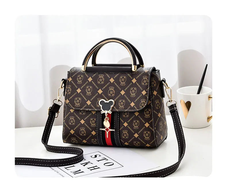 Luxury Monogram Leather Shoulder Tote Bag for Women