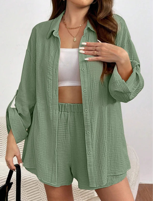 Women Casual 2 Piece Set Loose Top and Shorts Summer Outfit
