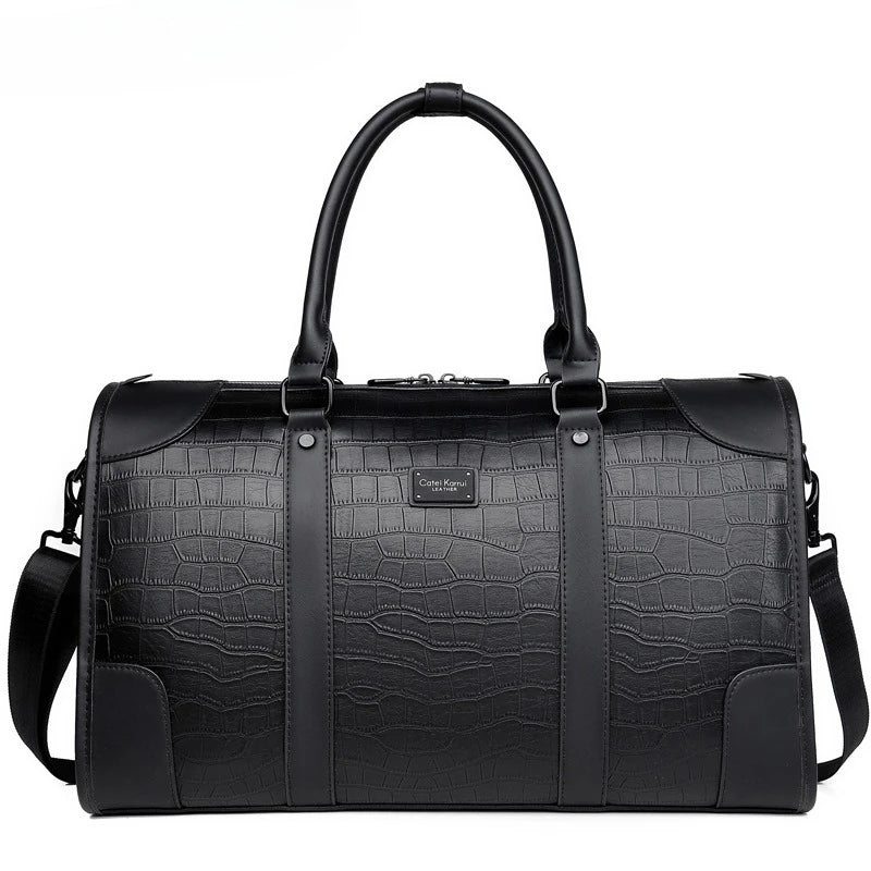 Luxury PU Leather Business Travel Tote Duffle Bag for Men