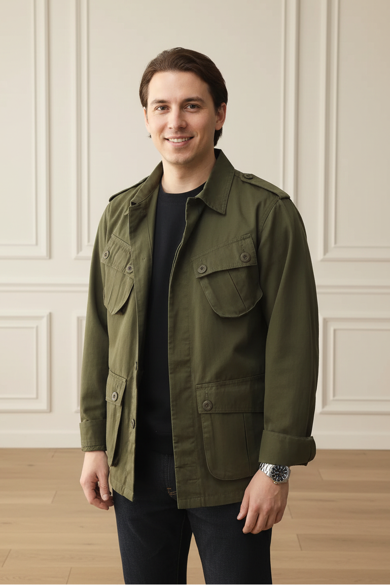 Men Vintage Multi Pocket Blazer Jacket
