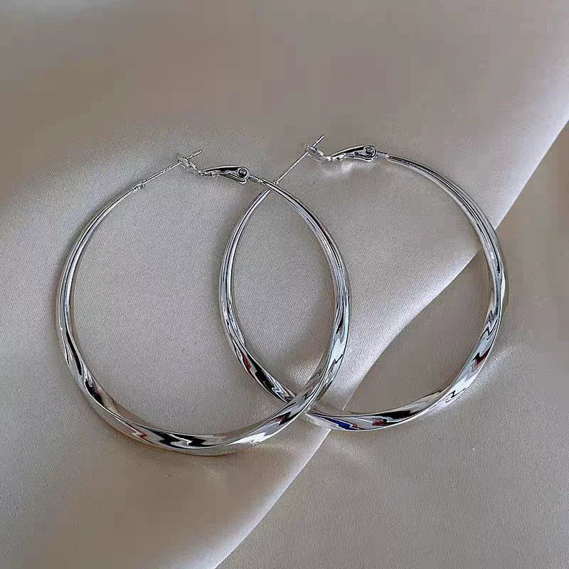 Women Twist Metal Hoop Earrings Party Jewelry