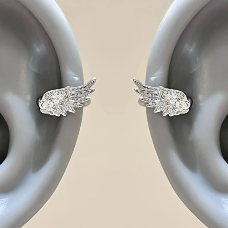 Women Zircon Angel Wing Crystal Stud Earrings