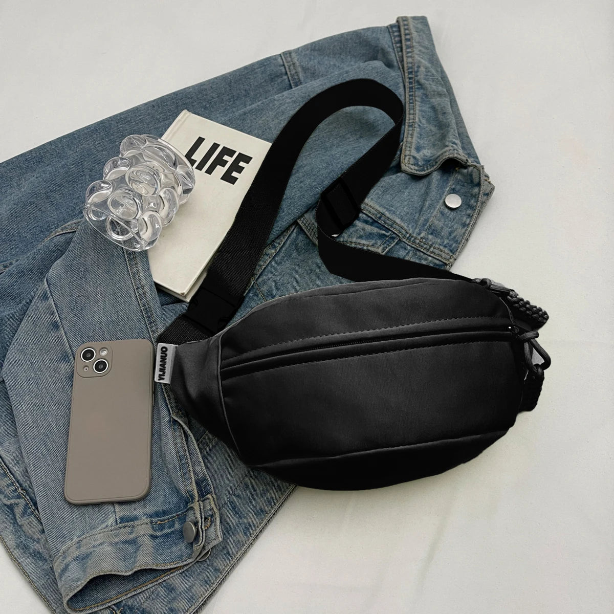 Large Capacity Lightweight Nylon Waist Crossbody Bag for Women