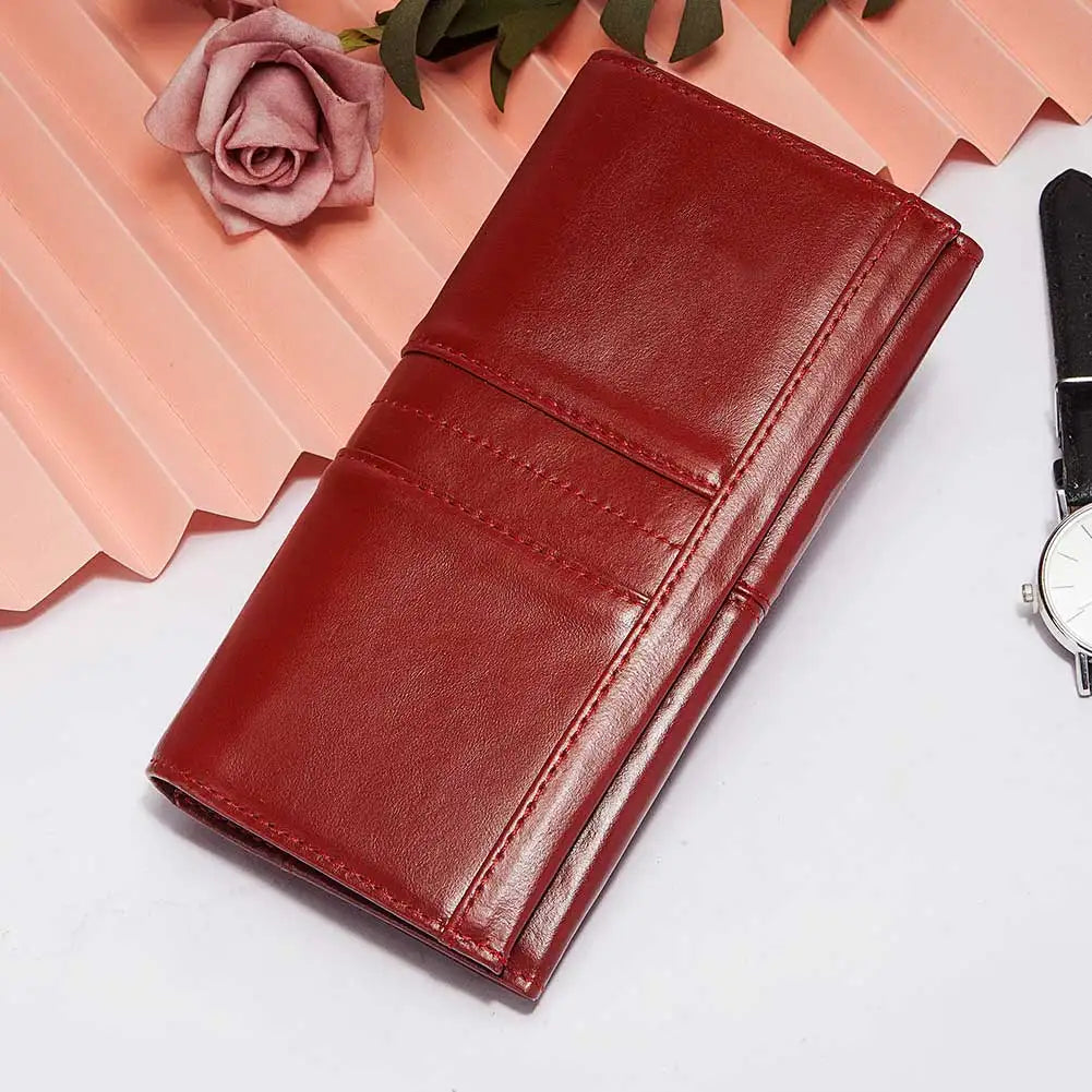 Genuine Leather RFID Blocking Clutch Wallet for Women