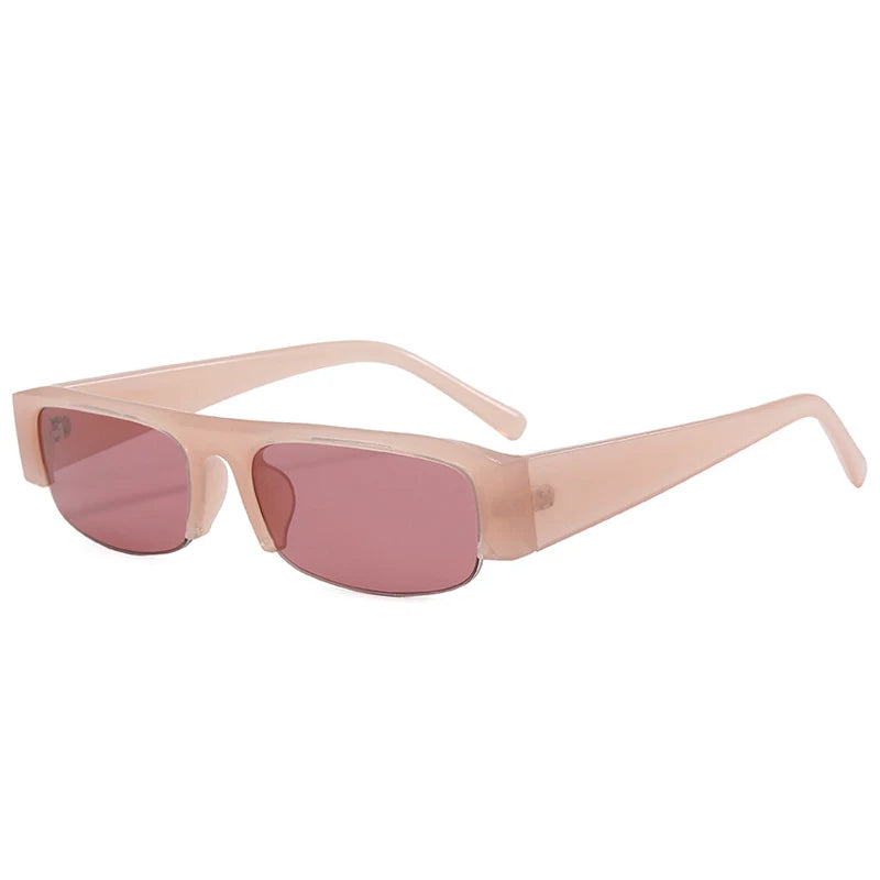 Women Small Rectangle Half Frame UV400 Sunglasses