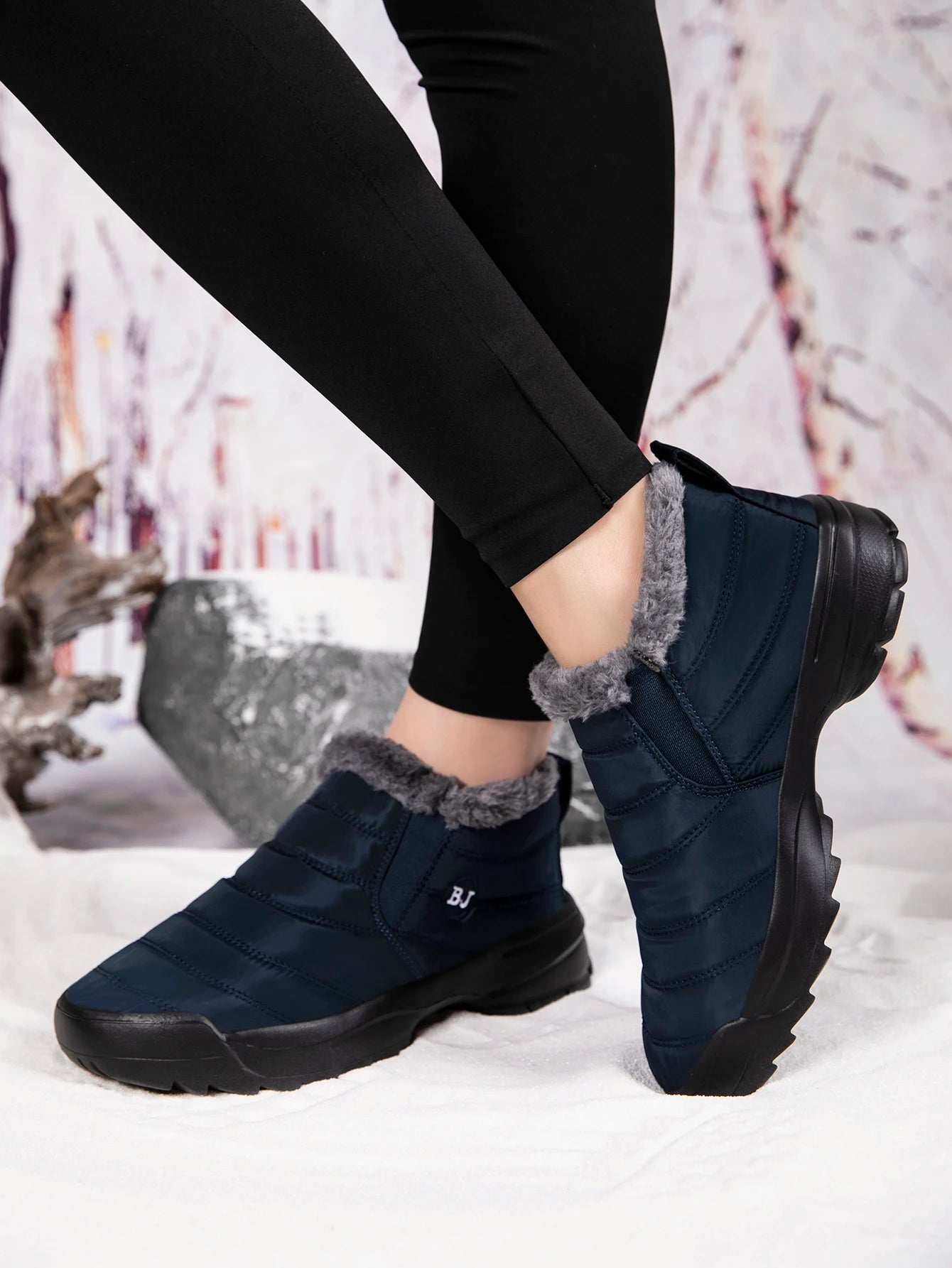Men's Snow Boots, Winter Warm Shoes, Fuzzy Lining Windproof Hiking Boots, Winter Insulated Shoes, Fuzzy Lining Windproof Hiking Boots