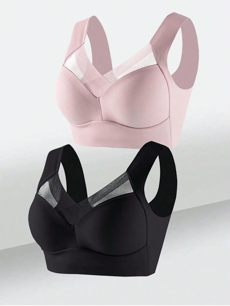 Seamless Lace Wireless Sports Bra Set for Women Plus Size