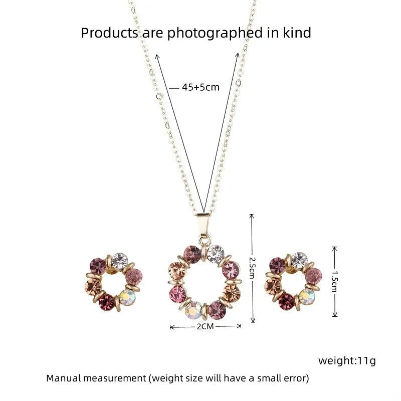 Women Fashion Stained Glass Circle Jewelry Set