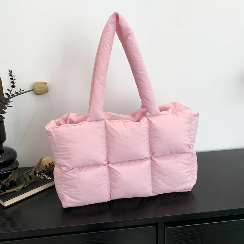 Quilted Plaid Large Capacity Tote Shoulder Bag for Women