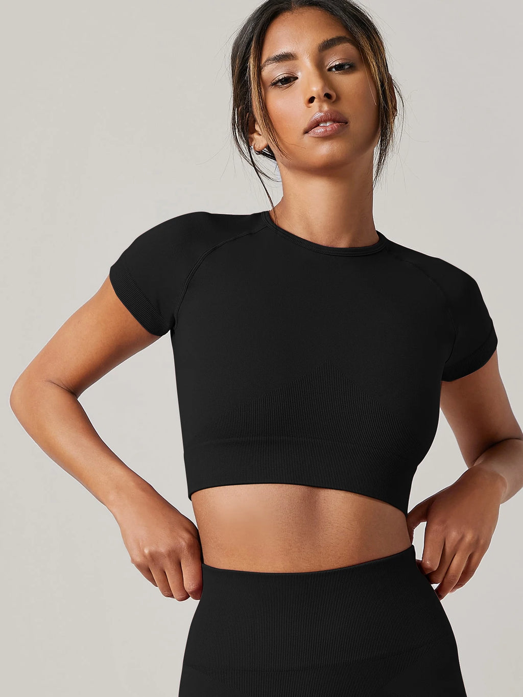 Women Seamless Yoga T Shirt Short Sleeve Gym Fitness Top