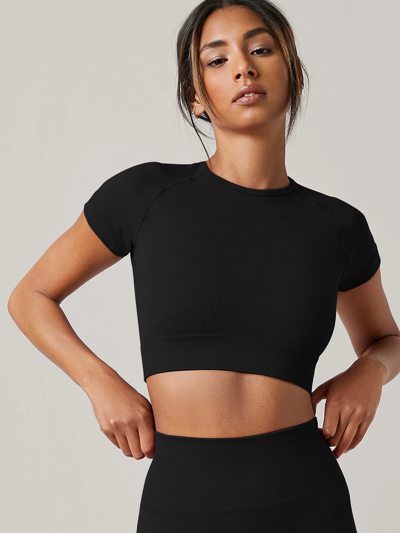 Women Seamless Yoga T Shirt Short Sleeve Gym Fitness Top