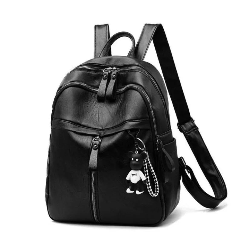 Bear Design Casual Backpack Crossbody Bag for Women