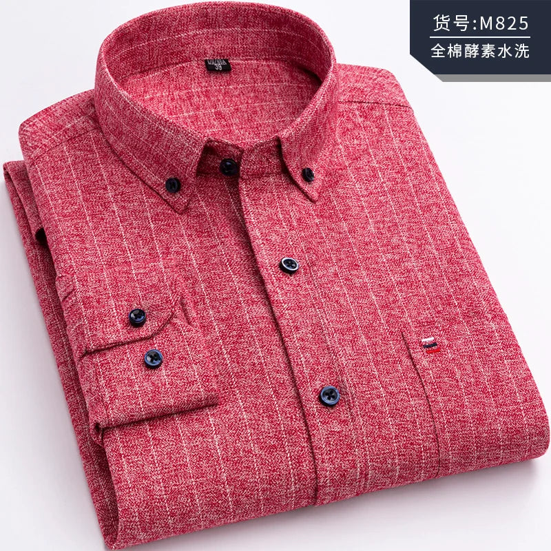 Men’s Cotton Plaid Long Sleeve Shirt