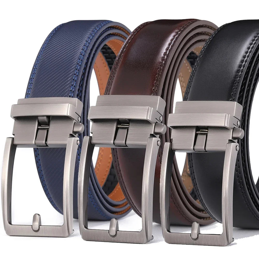 Men Luxury Genuine Leather Automatic Buckle Belt