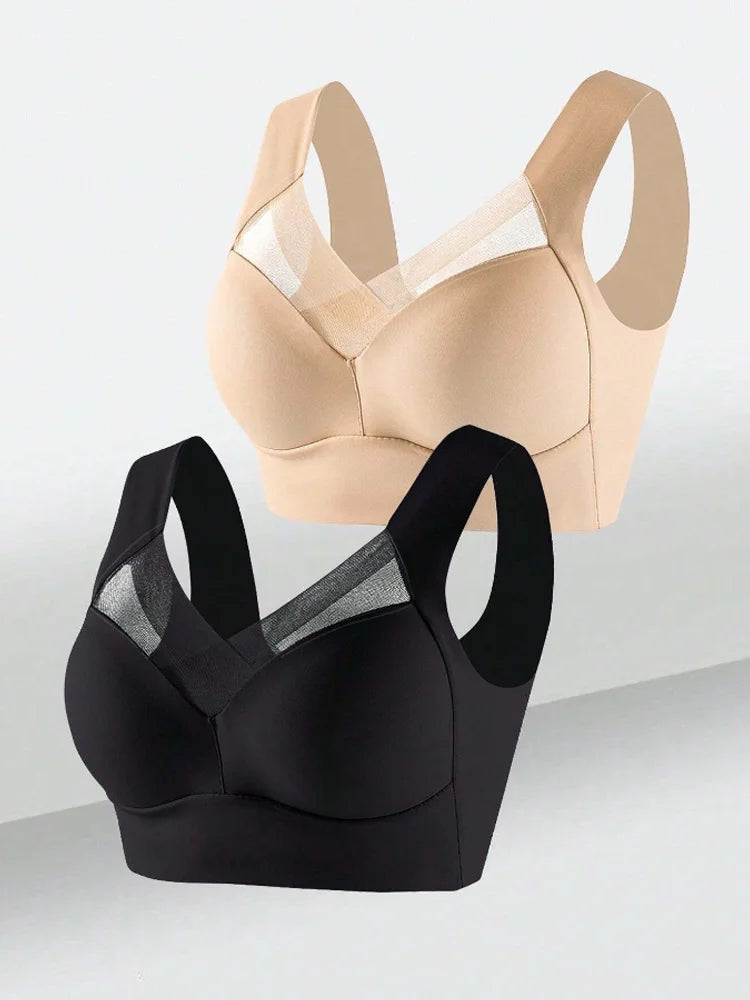 Seamless Lace Wireless Sports Bra Set for Women Plus Size