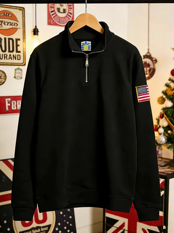 Men Quarter Zip Embroidered Oversized Hoodie Activewear Sweatshirt