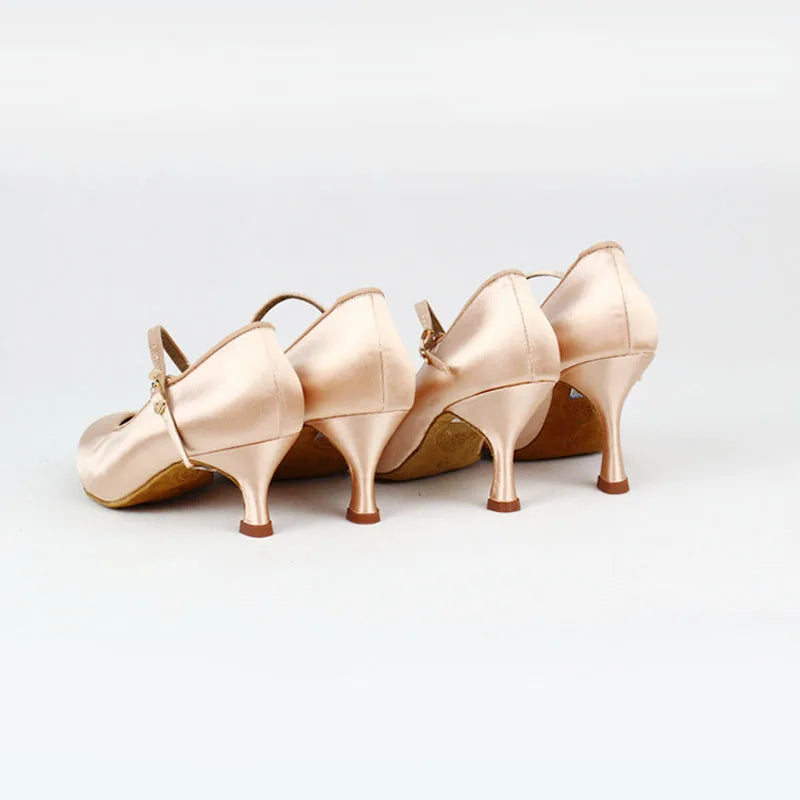Women Satin Ballroom Dance Pump Heels