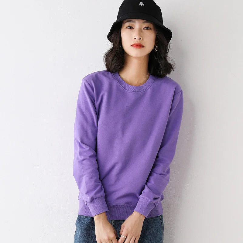 Women O Neck Cotton Activewear Sweatshirt Loose Fit Pullover