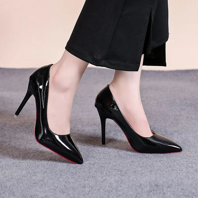 Women Pointed Toe Patent Leather High Heels