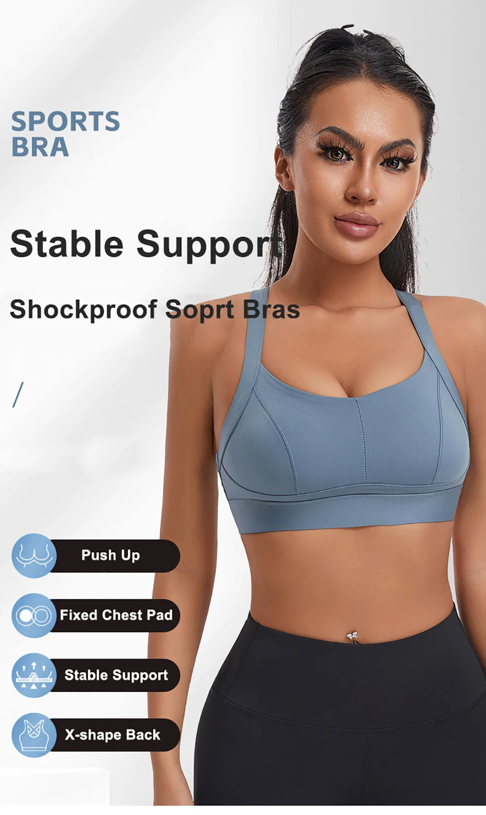 Women High Impact Cross Back Padded Sports Bra
