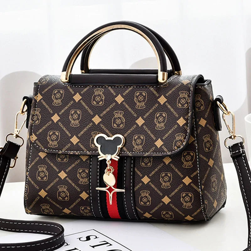Luxury Monogram Leather Shoulder Tote Bag for Women