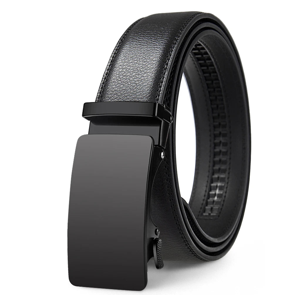 Men Adjustable Genuine Leather Ratchet Belt
