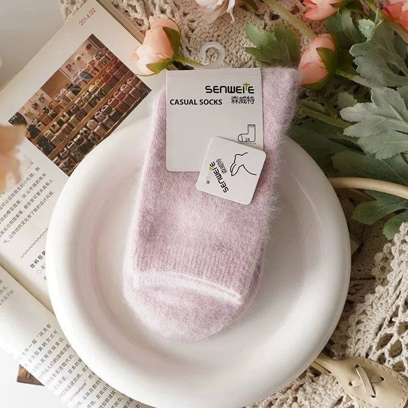 Wool Blend Thick Warm Mid Tube Socks for Women