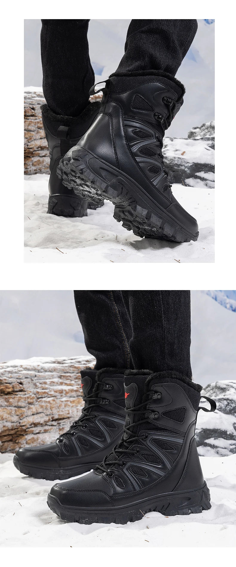 Men Winter Men Snow Boots Super Warm Men Hiking Boots High Quality Waterproof Leather Men's Boots Outdoor Motorcycle Boots