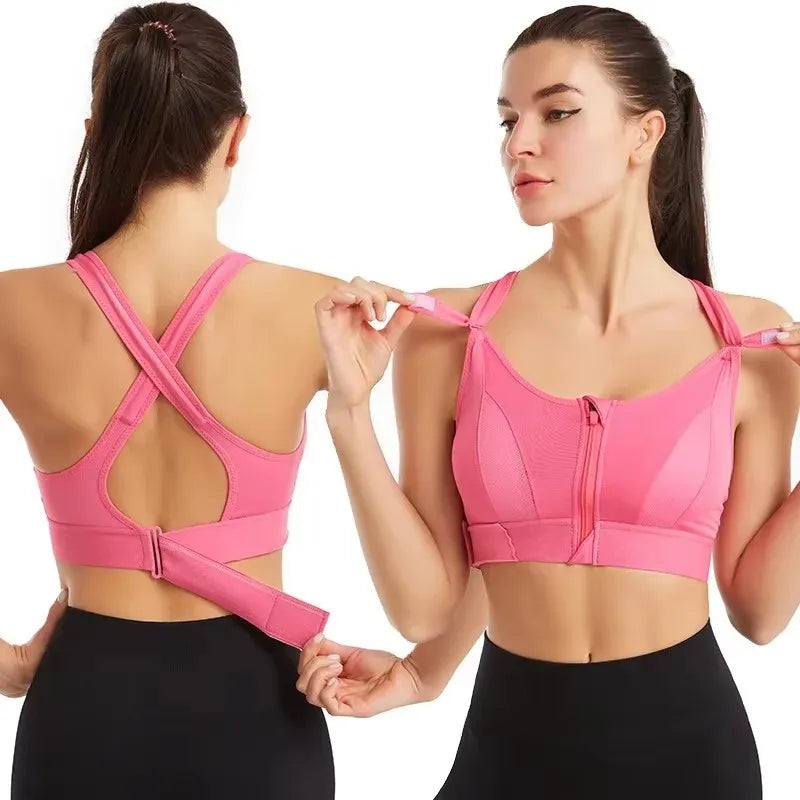Front Zipper Adjustable Sports Bra for Women