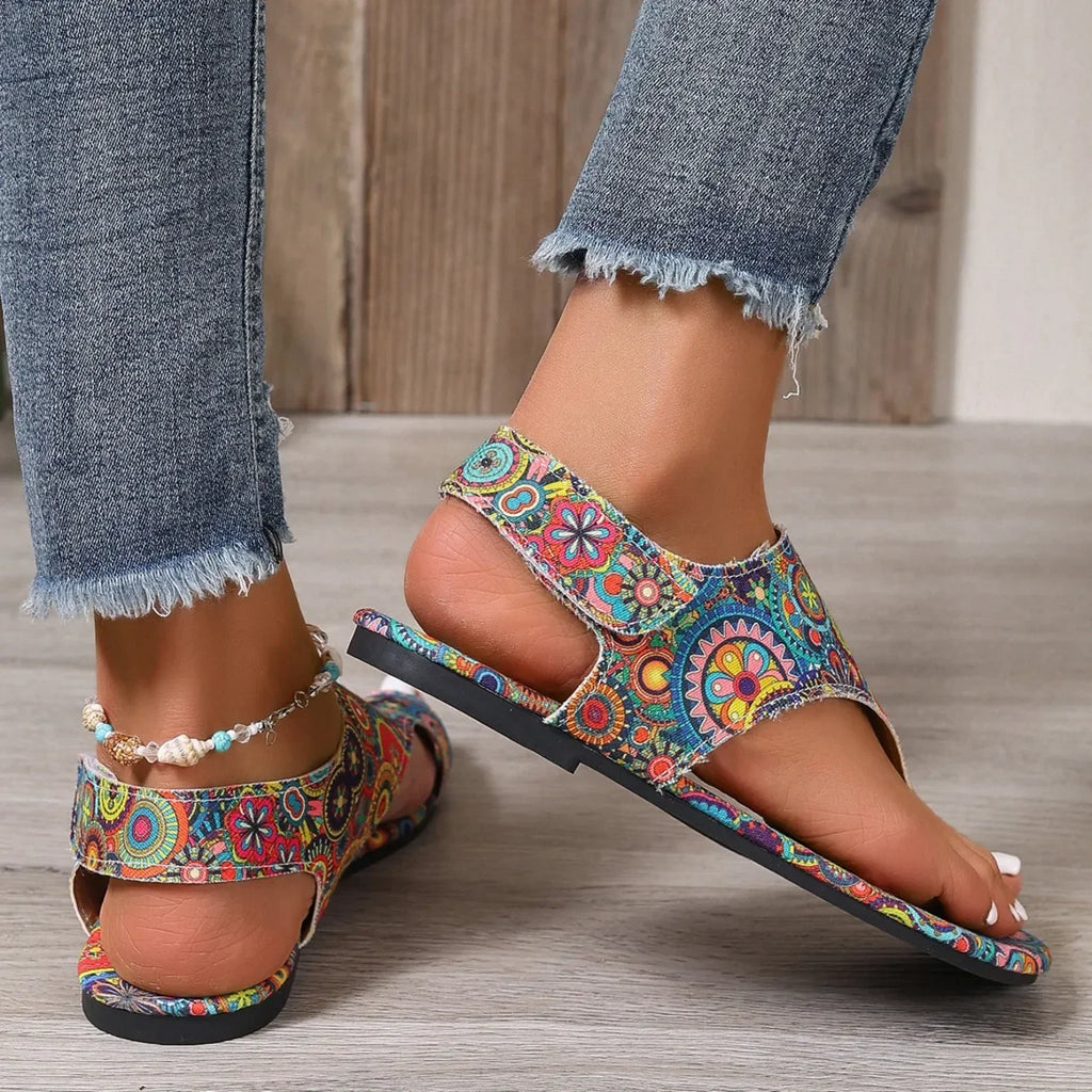 Women Printed Bohemia Roman Style Flat Sandals