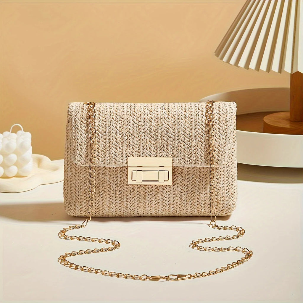 Woven Straw Shoulder Crossbody Bag for Women