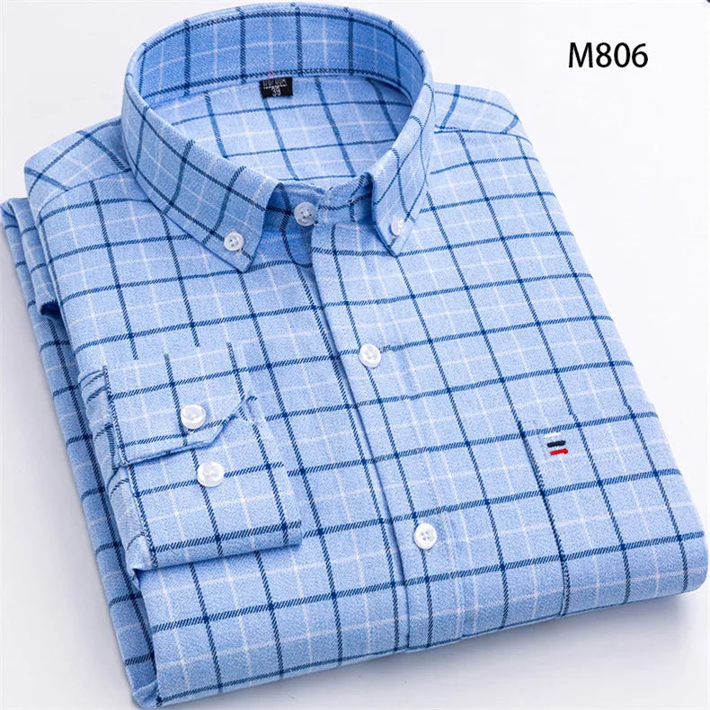 Men’s Cotton Plaid Long Sleeve Shirt