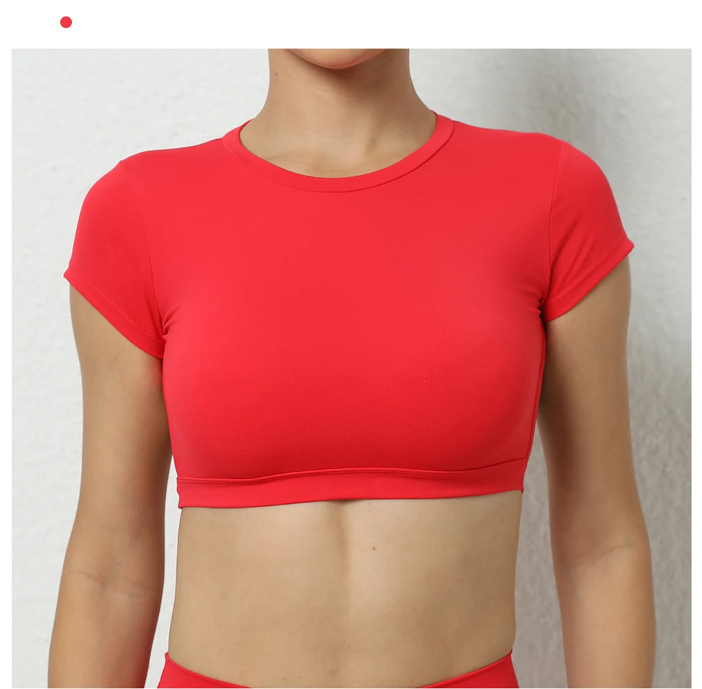 Women Open Back Sports Bra T Shirt