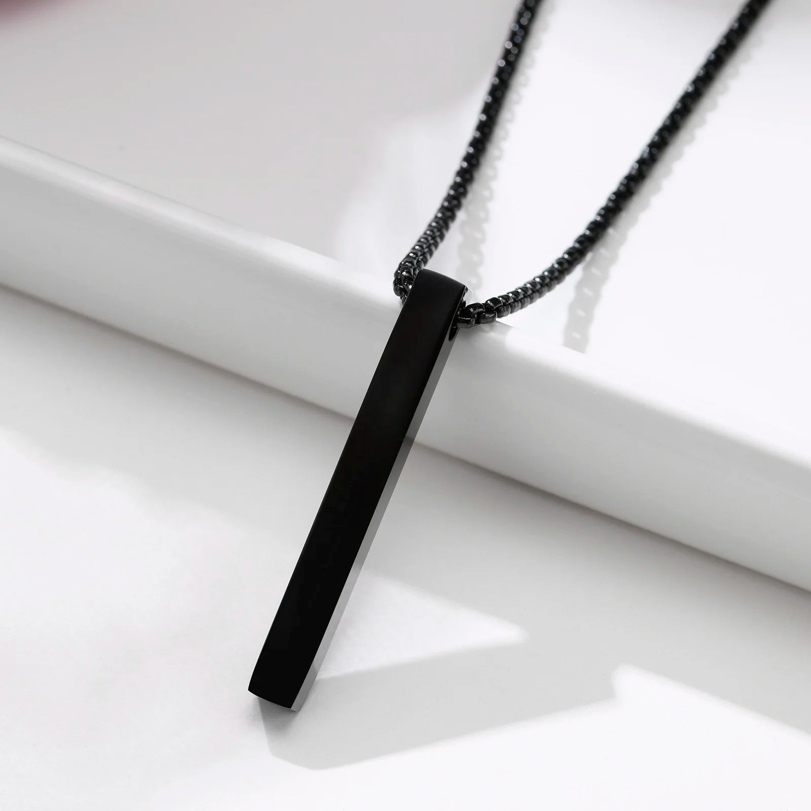 Men Stainless Steel Bar Pendant Necklace