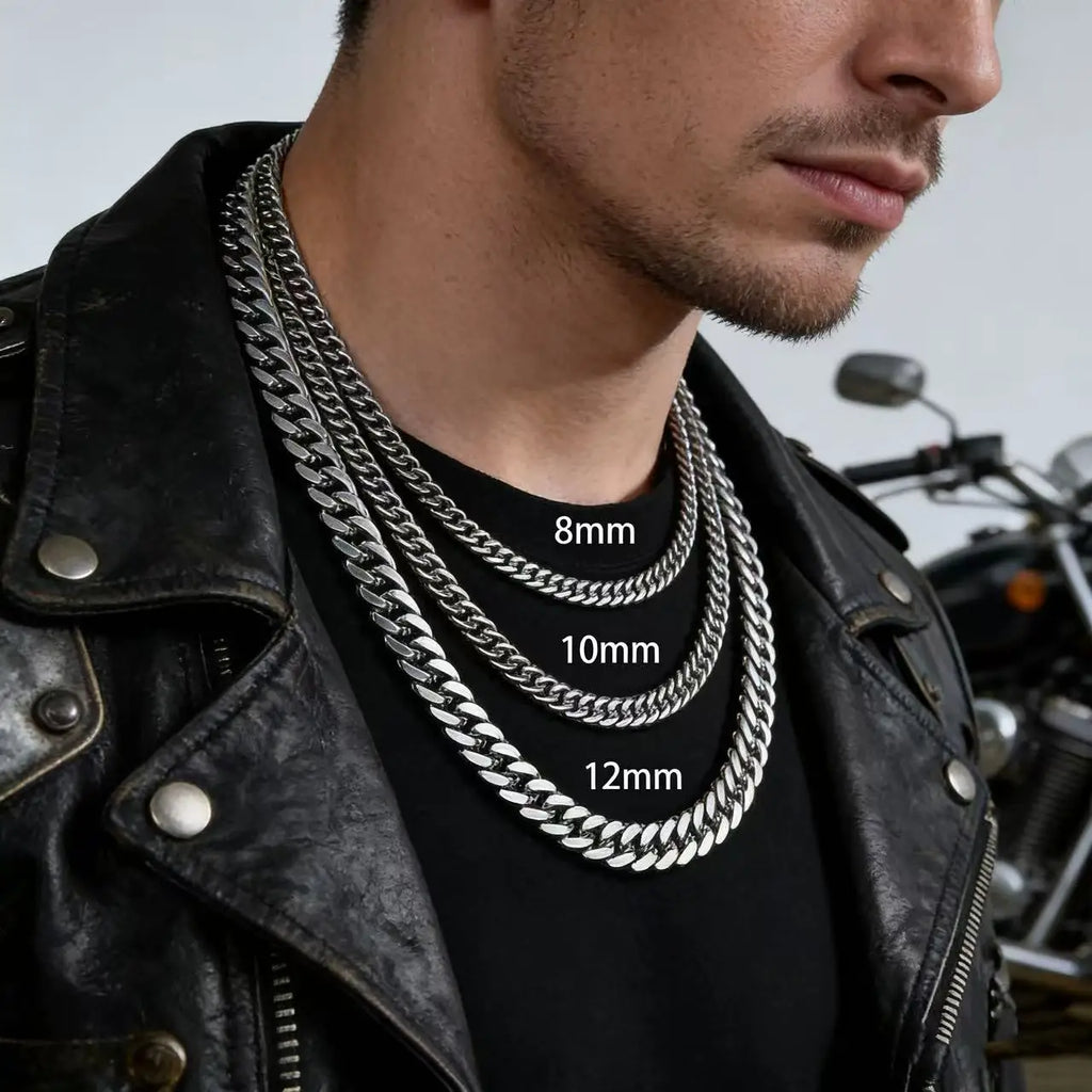 Men Stainless Steel Cuban Link Chain Necklace