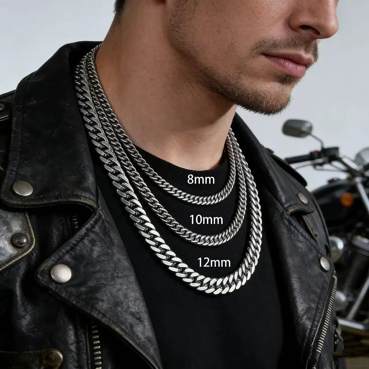 Men Stainless Steel Cuban Link Chain Necklace