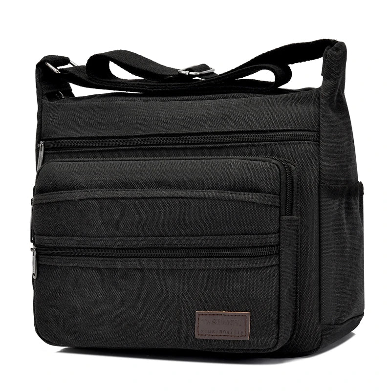 Large Capacity Multi Pocket Canvas Crossbody Shoulder Bag for Men
