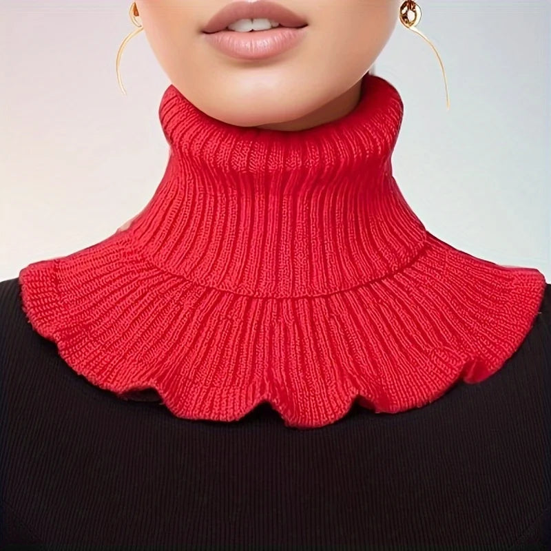 Women Knitted Ruffle Neck Scarf Warm Fashion