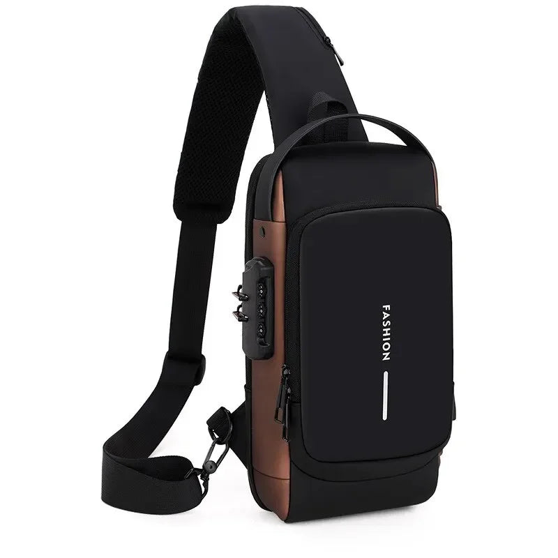 Classic PU Leather Anti Theft Crossbody Chest Bag for Men