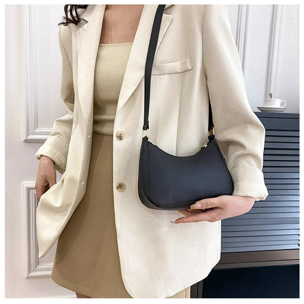 Shoulder Bags WOMEN'S Bag Underarm Bag  Handbags Retro Solid Color PU Leather Shoulder Underarm Bags Casual Women Hobos Handbags