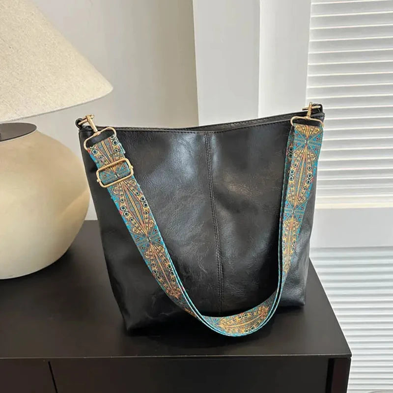 Solid Color Zipper Tote Shoulder Bag for Women