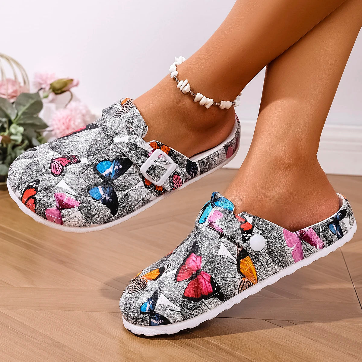 Women Butterfly Wedge Flat Slippers