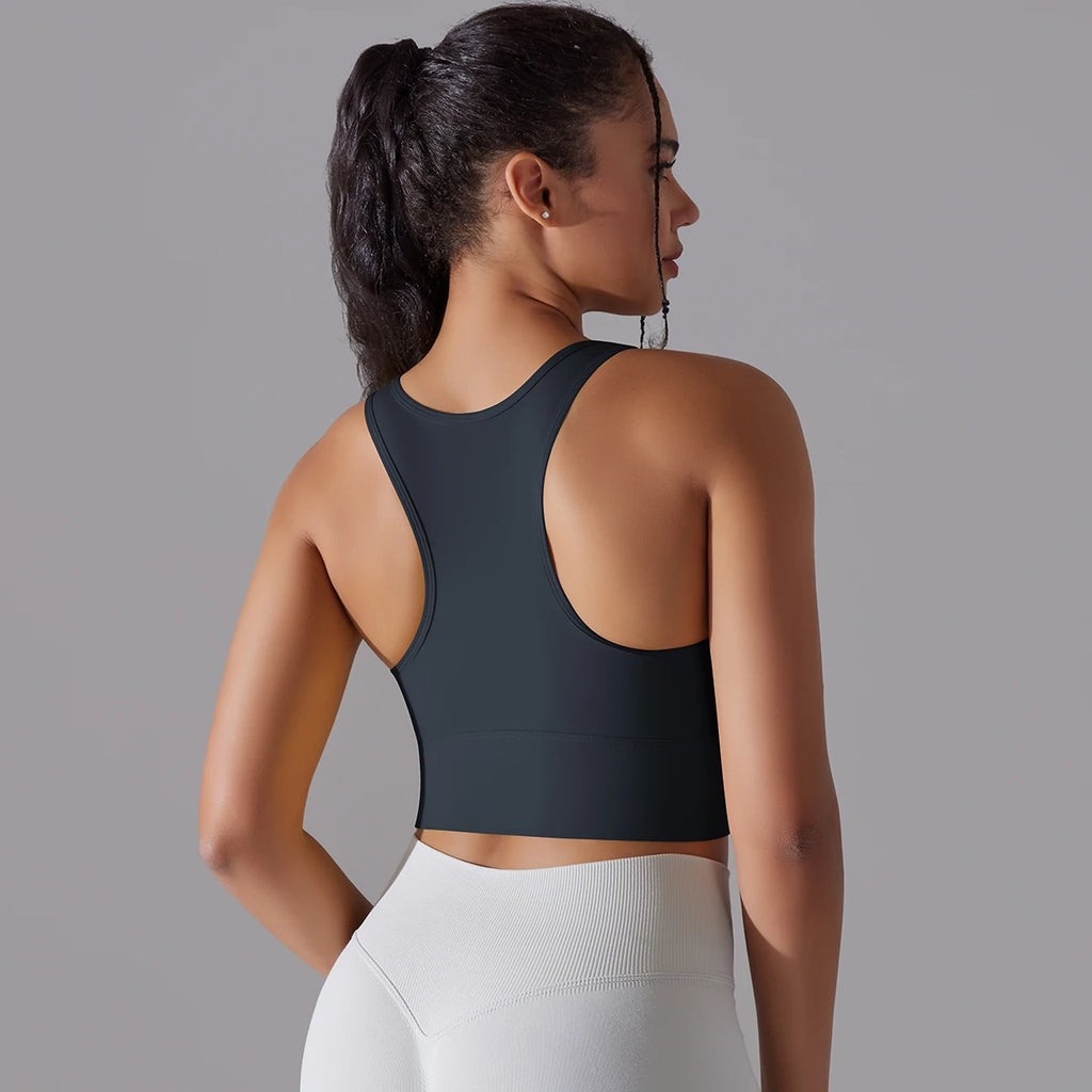 Women Nylon Sports Elastic Crop Top