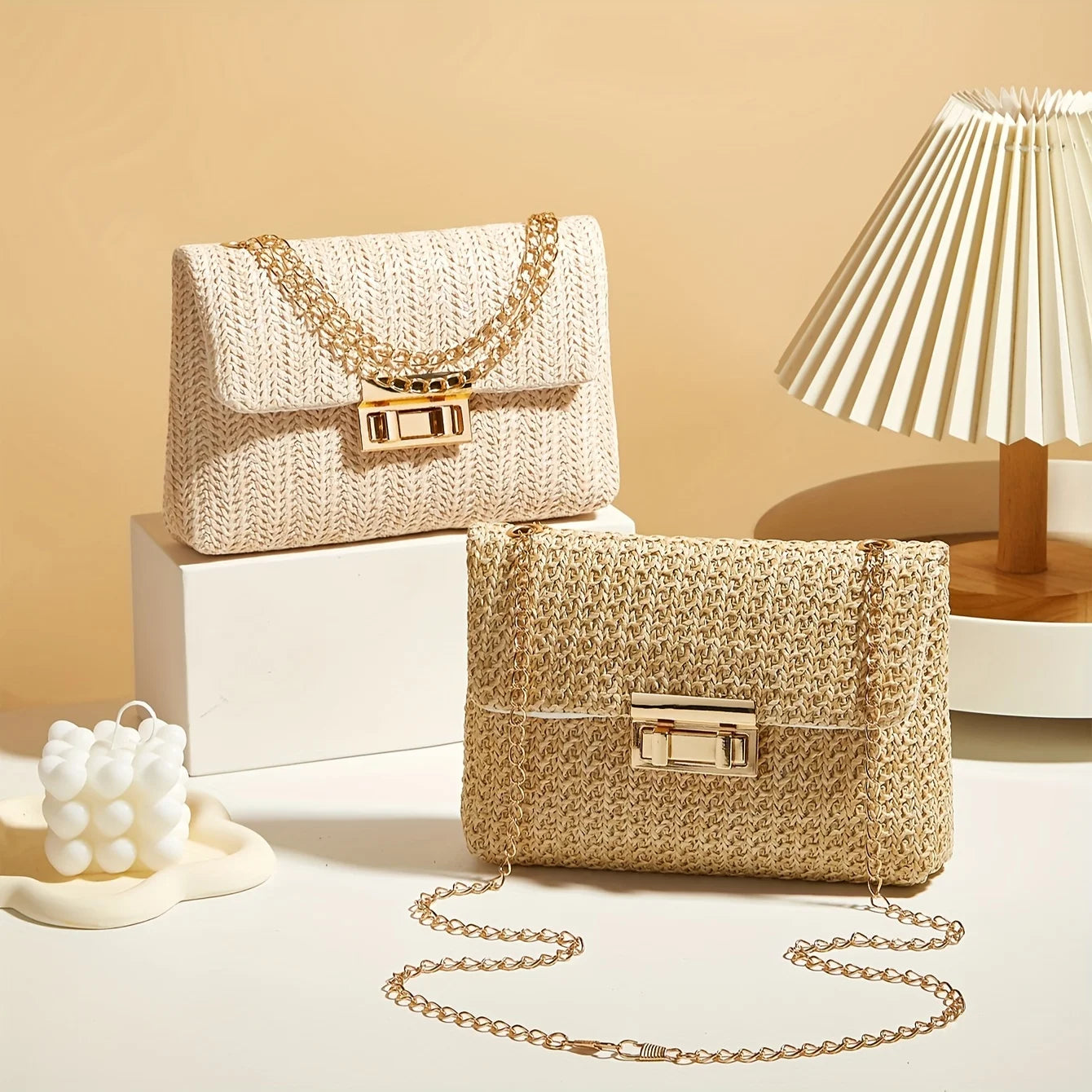 Woven Straw Shoulder Crossbody Bag for Women