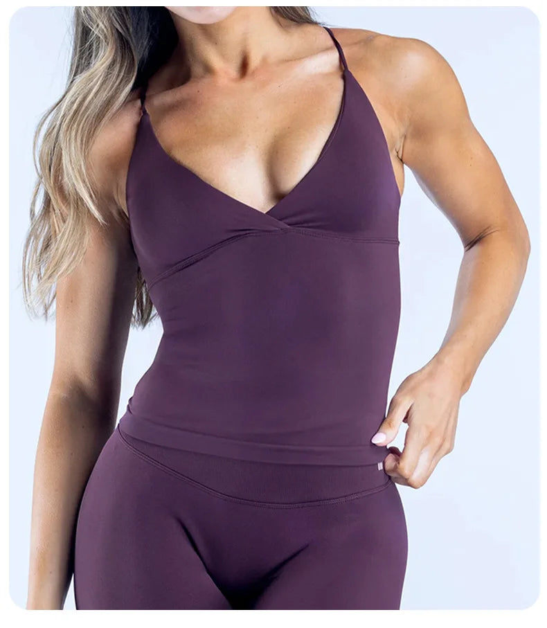 Women Seamless Padded Sports Camisole Yoga Gym Top