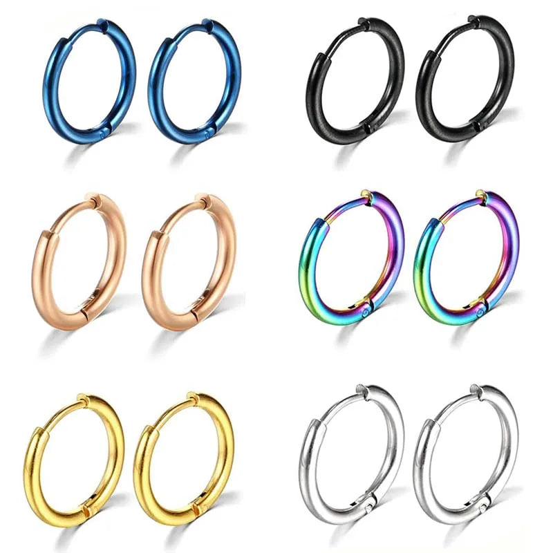 Men Stainless Steel Small Hoop Earrings