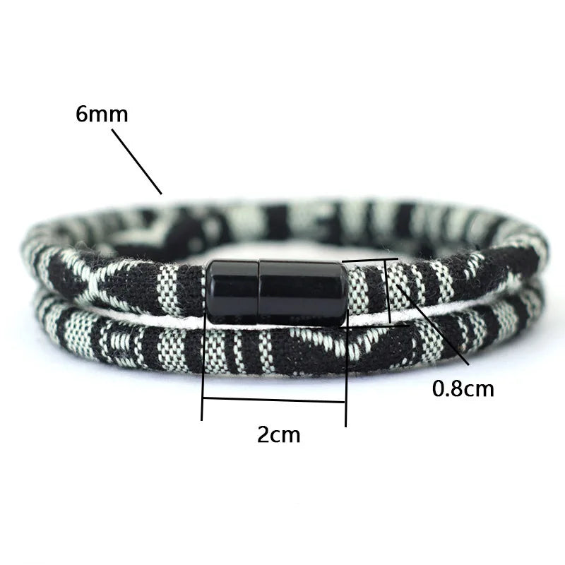 Men Bohemian Rope Magnetic Survival Bracelet
